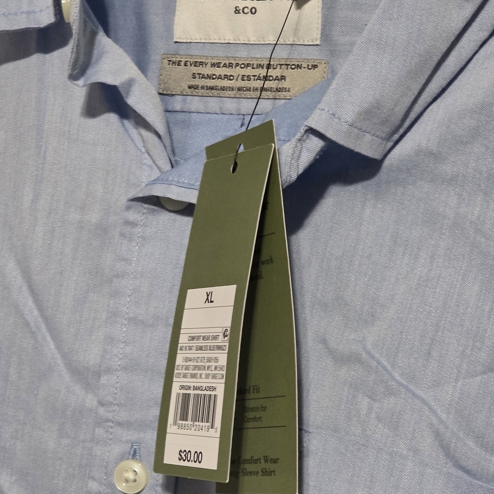 Goodfellow & Co Light Blue Button-Down Oxford Shirt Men's Xl Office Wedding Nwt - Picture 4 of 5